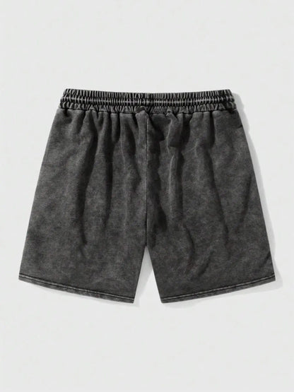 Men'S Cross Print Wash Shorts, Loose Casual Fashion Graphic Shorts for Summer, Men'S Bottoms for Daily Wear, Letter Patched Shorts