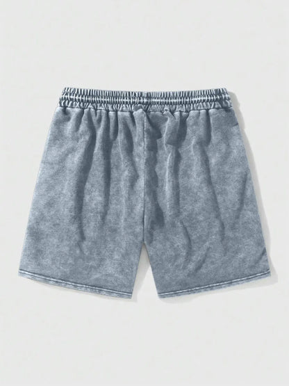 Men'S Cross Print Wash Shorts, Loose Casual Fashion Graphic Shorts for Summer, Men'S Bottoms for Daily Wear, Letter Patched Shorts