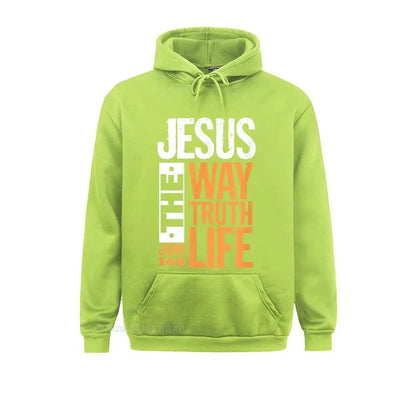 Jesus the Way Truth Life John Christian Bible Verse Hooded Pullover Hoodies for Male Sweatshirts Comfortable Wholesale Clothes