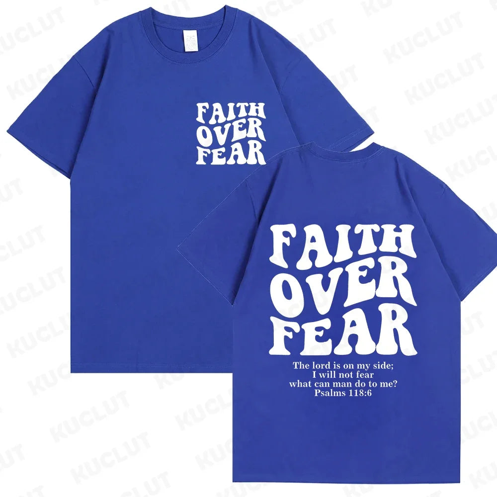 Faith over Fear Christian Women T-Shirts Christian Clothes Jesus Fashion Trendy T-Shirts Bible Verse Sportwear Aesthetic Clothes