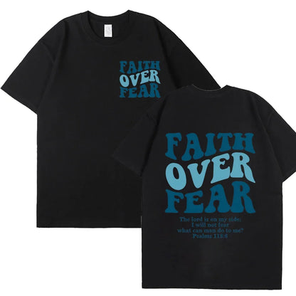 Faith over Fear Christian Women T-Shirts Christian Clothes Jesus Fashion Trendy T-Shirts Bible Verse Sportwear Aesthetic Clothes
