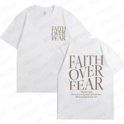 Faith over Fear Christian Women T-Shirts Christian Clothes Jesus Fashion Trendy T-Shirts Bible Verse Sportwear Aesthetic Clothes