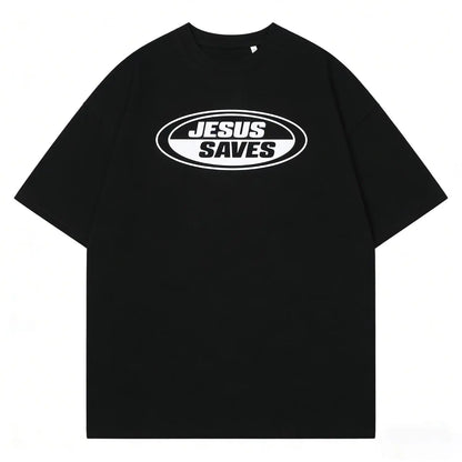 New Jesus Saves Retro Tee, Vintage Graphic T-Shirt, Christian Clothing Womenswear Top Cotton Casual Unisex, Gift for Men Women