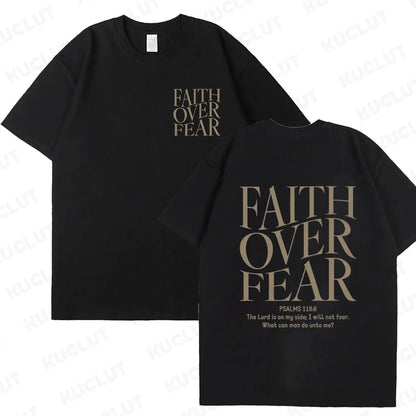 Faith over Fear Christian Women T-Shirts Christian Clothes Jesus Fashion Trendy T-Shirts Bible Verse Sportwear Aesthetic Clothes