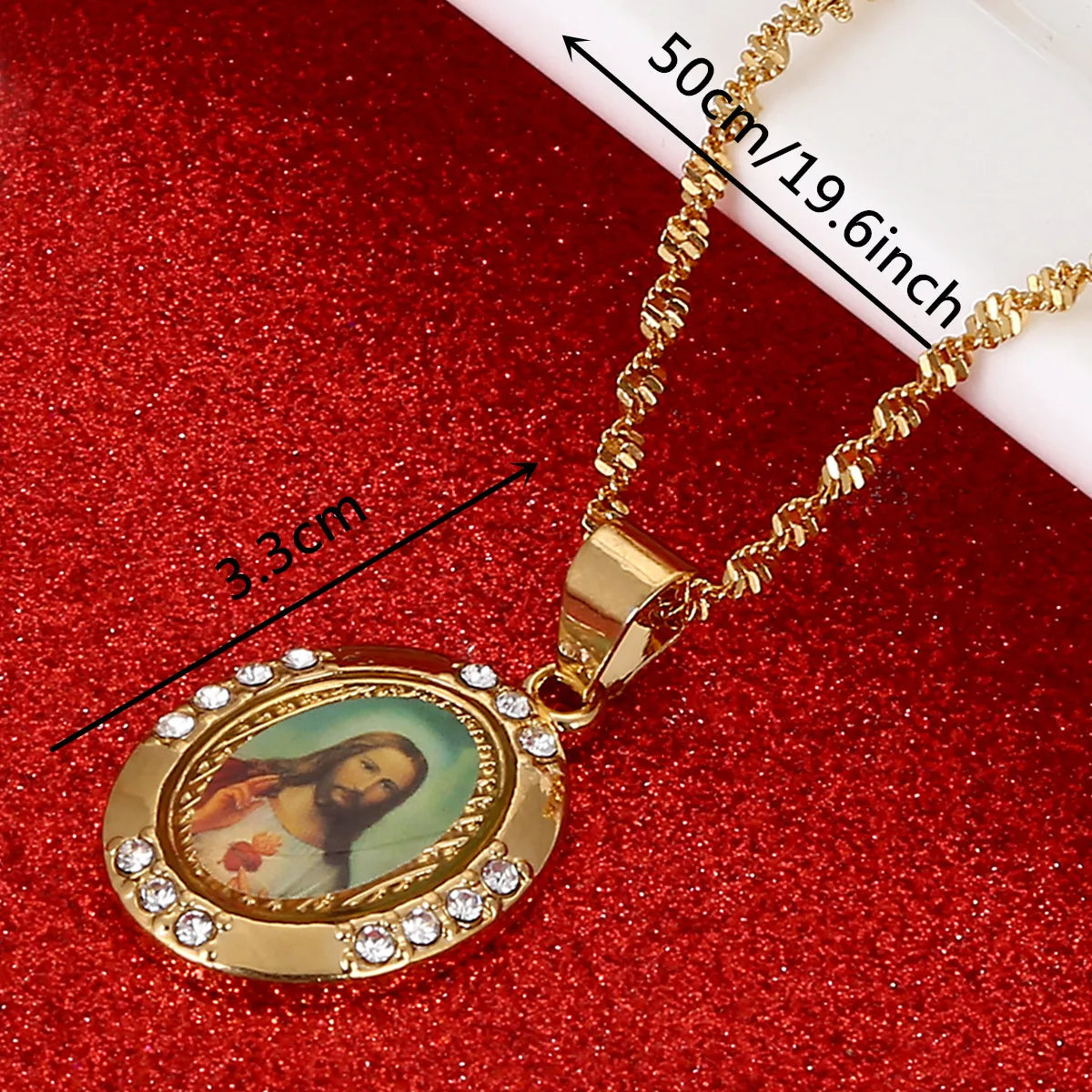 Gold Color Jesus Portrait Pendant Necklace Jesus Father Christian Chain Jewelry