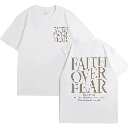 Faith over Fear Christian Women T-Shirts Christian Clothes Jesus Fashion Trendy T-Shirts Bible Verse Sportwear Aesthetic Clothes