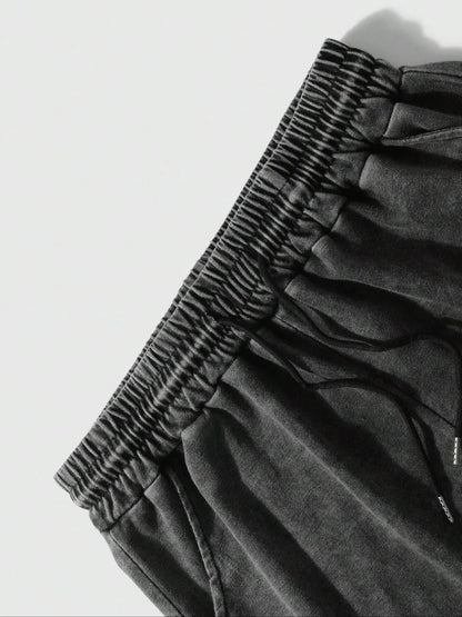 Men'S Cross Print Wash Shorts, Loose Casual Fashion Graphic Shorts for Summer, Men'S Bottoms for Daily Wear, Letter Patched Shorts