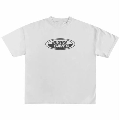 New Jesus Saves Retro Tee, Vintage Graphic T-Shirt, Christian Clothing Womenswear Top Cotton Casual Unisex, Gift for Men Women