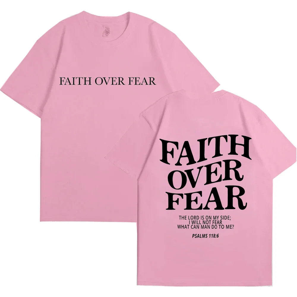 Faith over Fear Christian Women T-Shirts Christian Clothes Jesus Fashion Trendy T-Shirts Bible Verse Sportwear Aesthetic Clothes