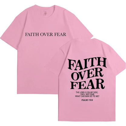 Faith over Fear Christian Women T-Shirts Christian Clothes Jesus Fashion Trendy T-Shirts Bible Verse Sportwear Aesthetic Clothes